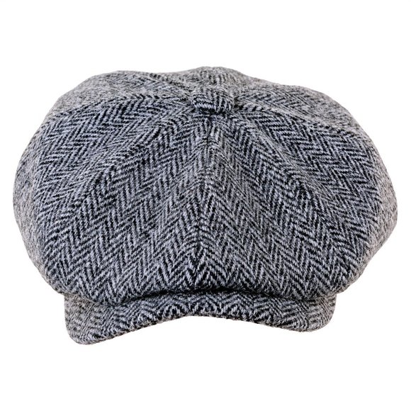 PEAKY BLINDERS Hartside Harris Tweed® Newsboy Cap HS28 in GRAY-BLACK - PICK SIZE - Picture 12 of 12